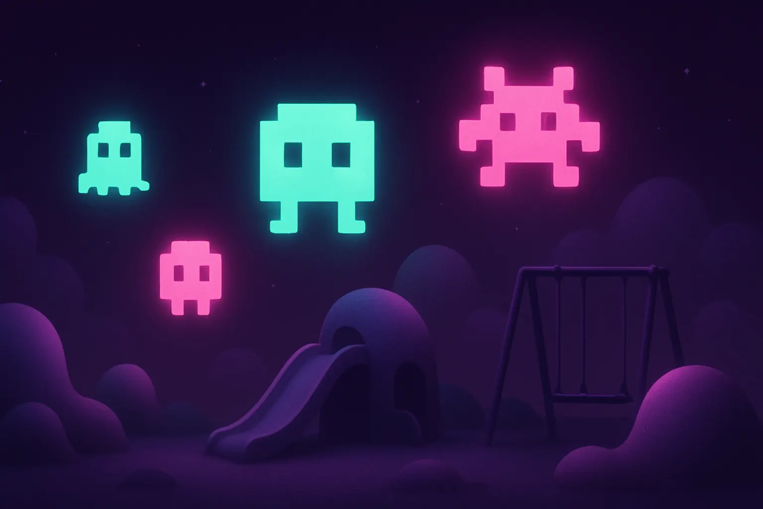 Whimsical QuirkPixel playground of soft colorful blobs